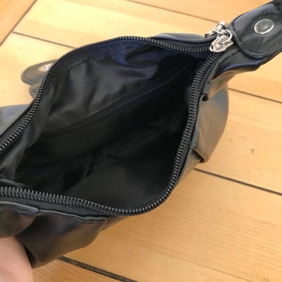 Black Faux Leather Mini Bag Purse with Silver-tone Rhinestone Buckle - Picture 6 of 9